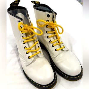White Doc Martens with Yellow Lace (1460)